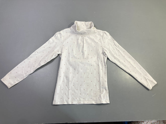 T-shirt m.l blanc cœurs col roulé, moins cher chez Petit Kiwi