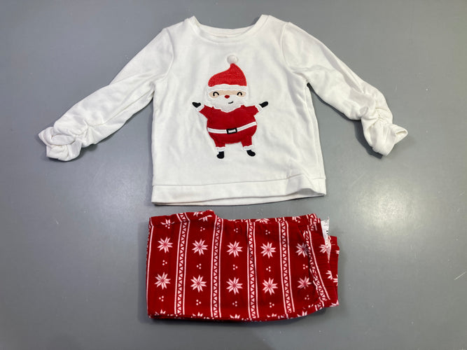 Pyjama 2pcs blanc rouge Père Noël flocons, moins cher chez Petit Kiwi