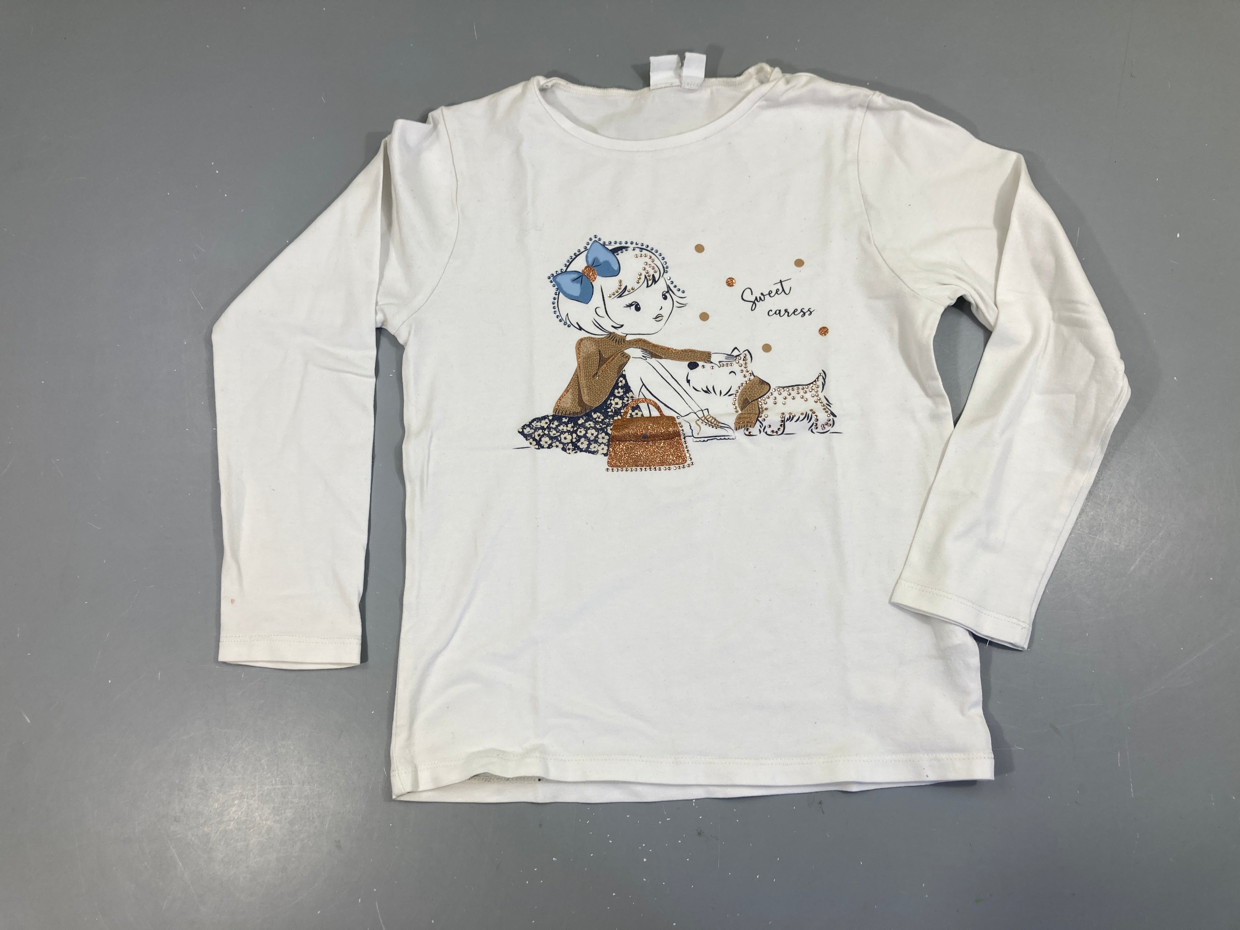 T-shirt m.l blanc fille strass