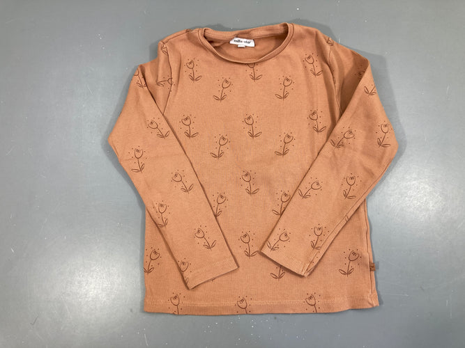 T-shirt m.l côtes vieux rose fleurs, moins cher chez Petit Kiwi