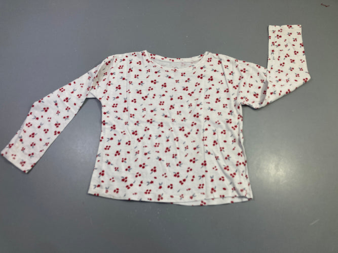 T-shirt m.l écru fleurs rouges, moins cher chez Petit Kiwi