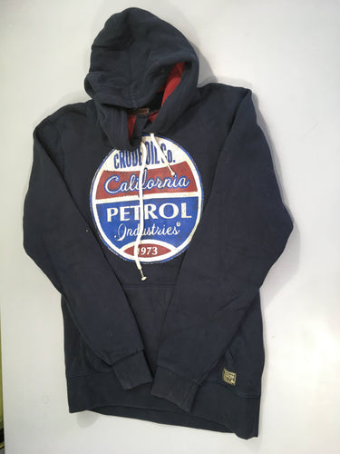 Sweat à capuche bleu foncé Petrol California, moins cher chez Petit Kiwi