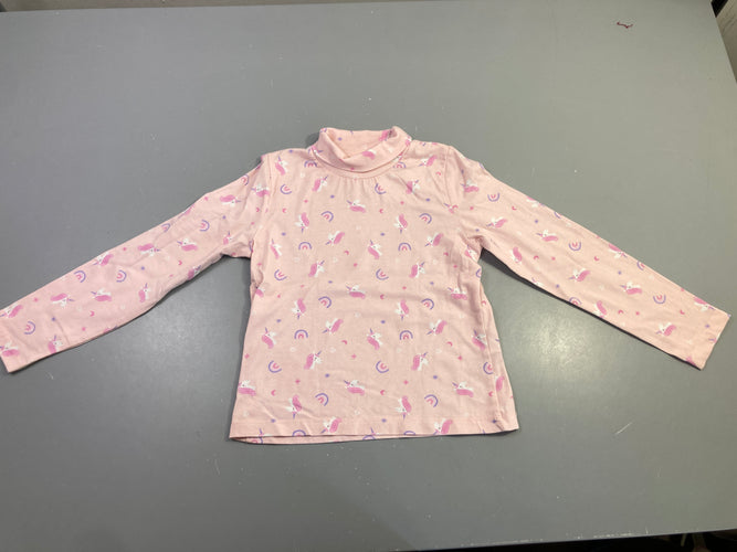 T-shirt m.l col roulé rose licornes, moins cher chez Petit Kiwi