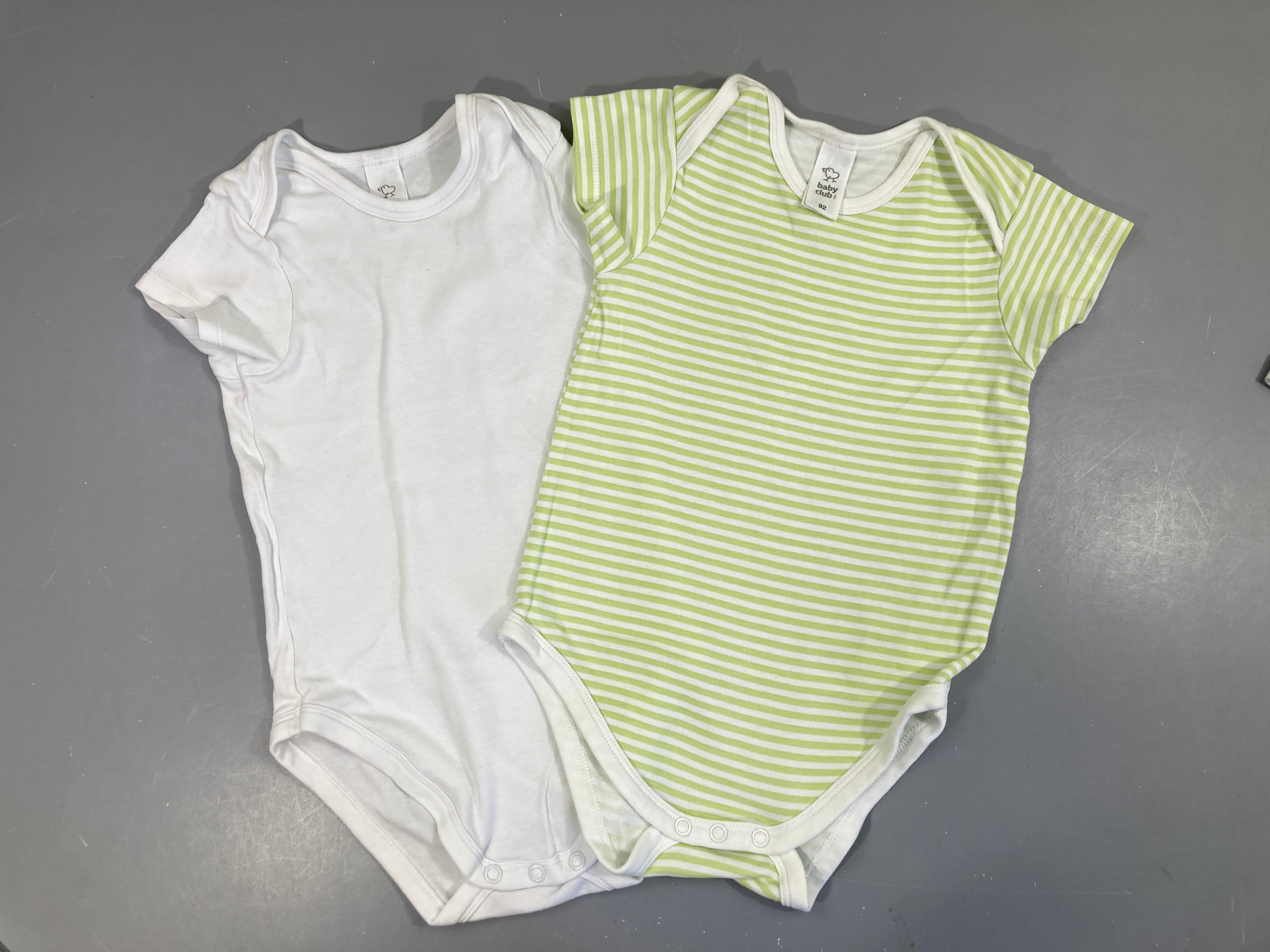 2 Bodies m.c blanc rayé vert / blanc