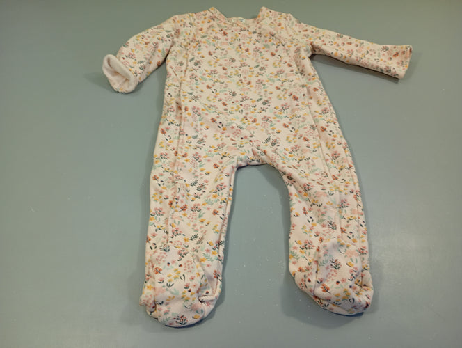 Pyjama molleton rose pâle à fleurs .Intérieur doux et chaud, moins cher chez Petit Kiwi