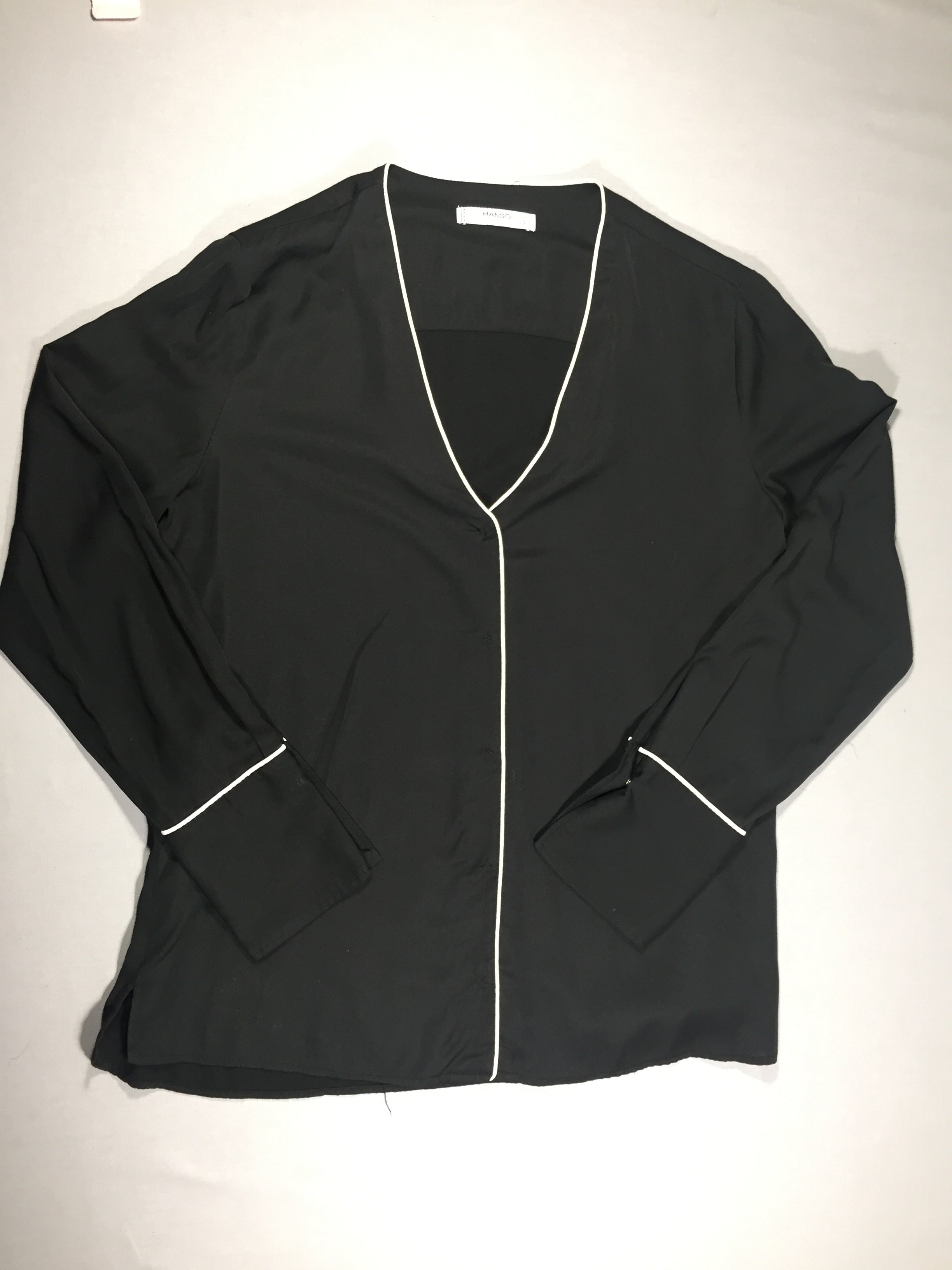 Chemisier noir - liseret blanc - pressions (S)