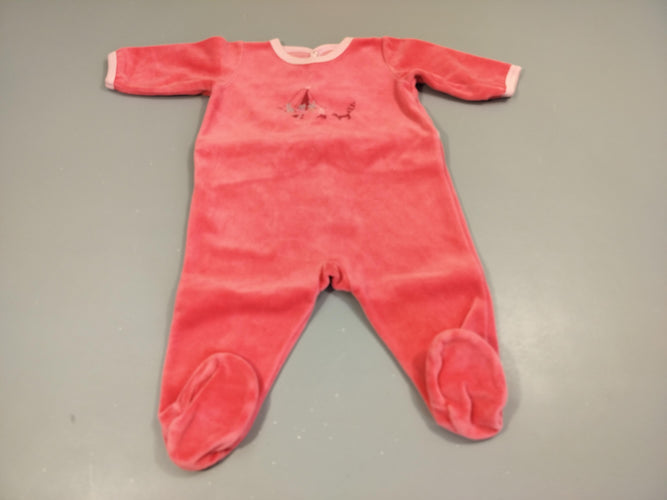 Pyjama velours rose, tente et animaux, moins cher chez Petit Kiwi