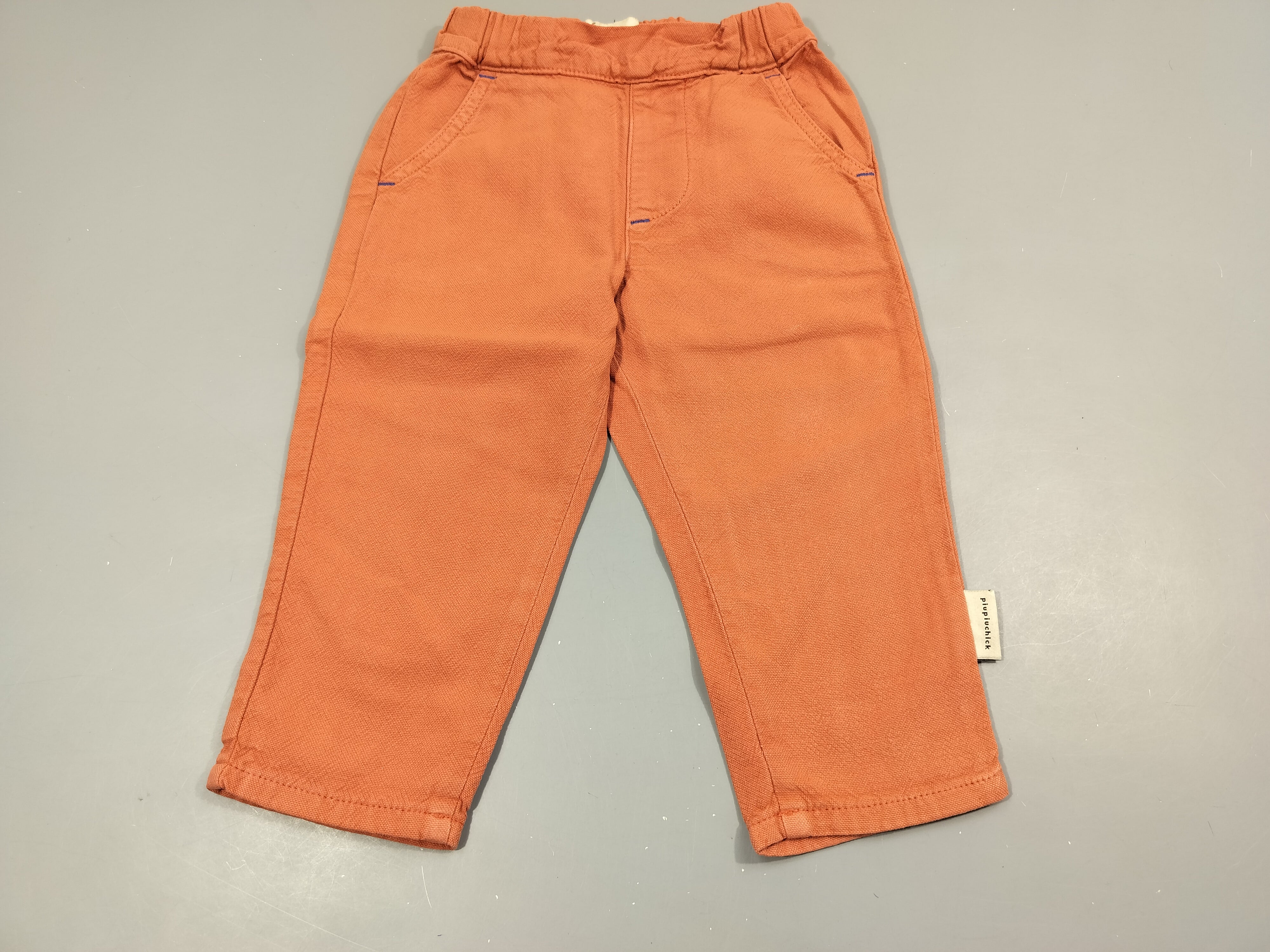 Pantalon  orange texturé, taille élastique