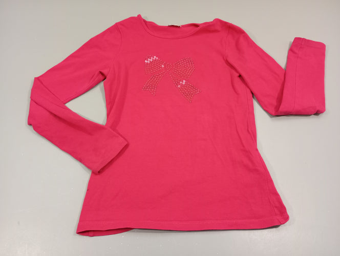 T-shirt m.l rose, noeud papillon en sequins, pas de taille indiqué, estimée 10a, moins cher chez Petit Kiwi