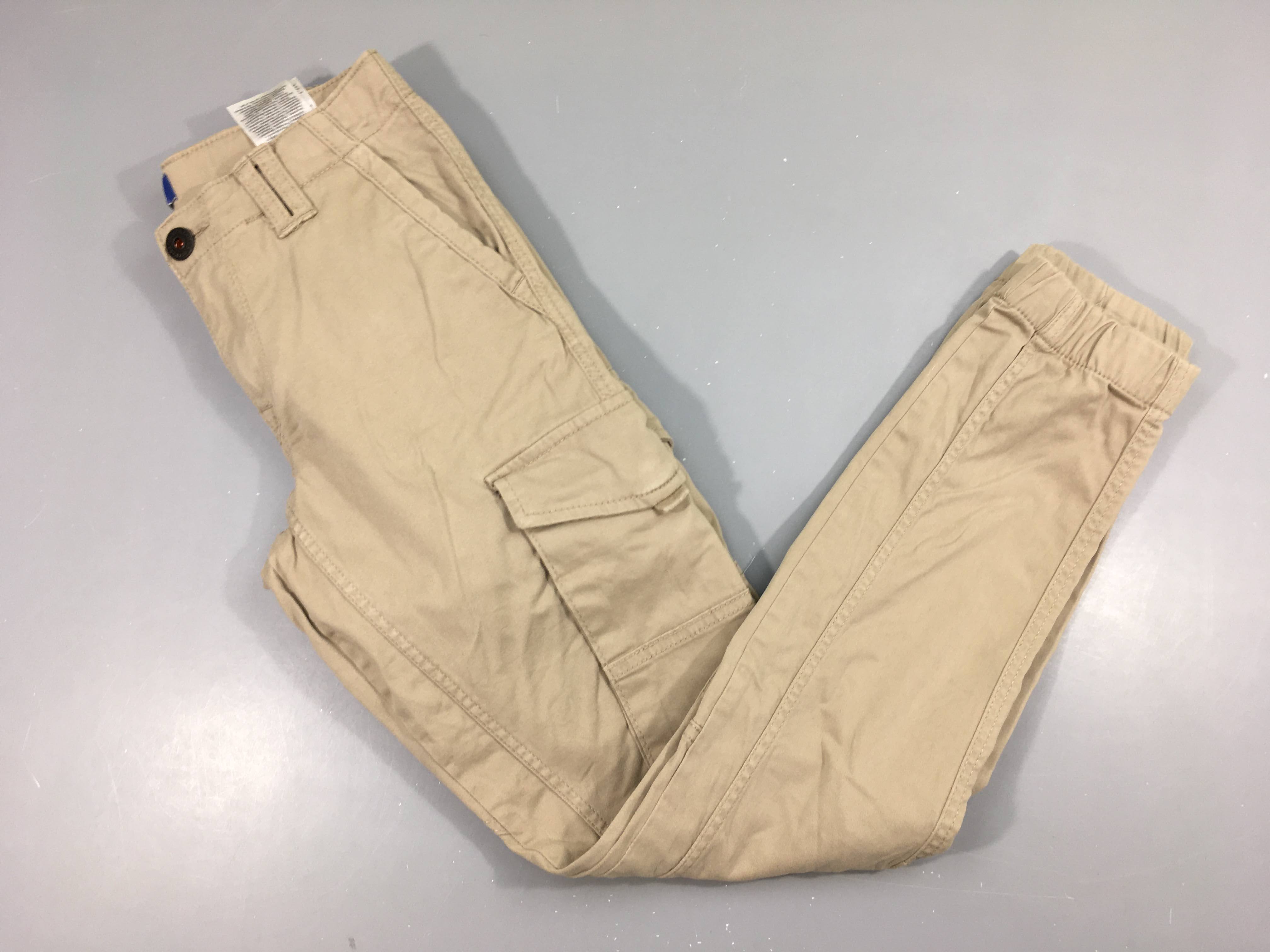 Pantalon cargo taille et chevilles élastiques beige Slim