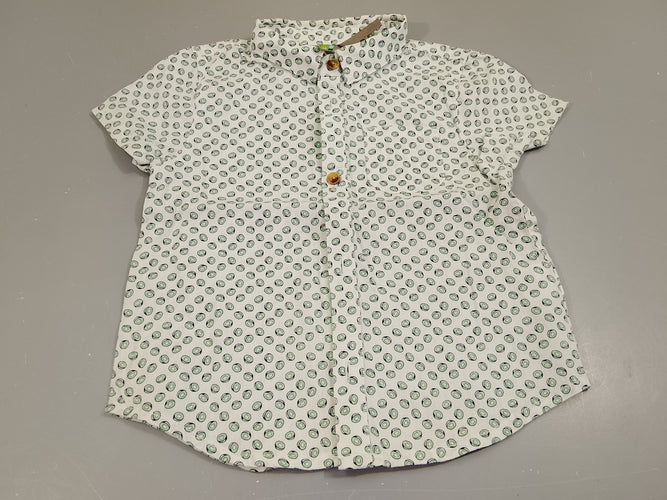 Chemise m.c blanche, motifs petits kiwi, moins cher chez Petit Kiwi