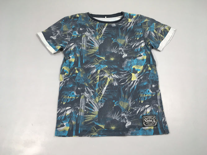 T-shirt m.c à revers bleu feuillage, moins cher chez Petit Kiwi