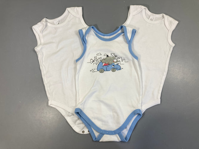 3 Bodies s.m blanc bords bleus éléphants, moins cher chez Petit Kiwi