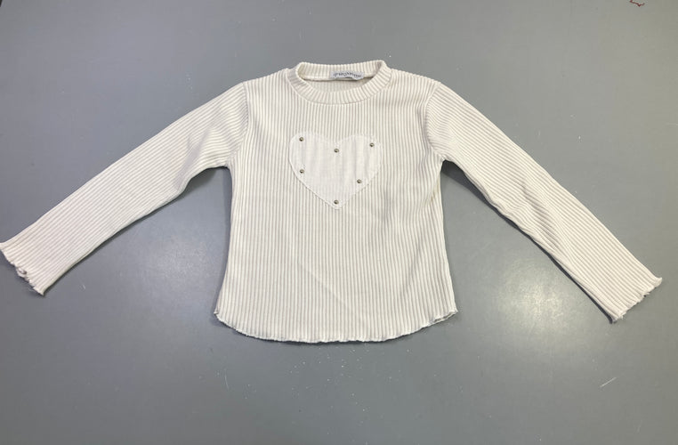T-shirt m.l épais écru coeur clous, moins cher chez Petit Kiwi