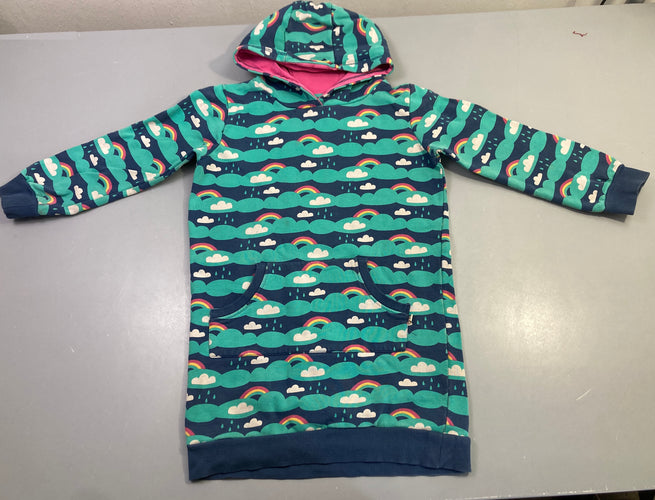 Robe sweat m.l capuche verte arc-en-ciel, moins cher chez Petit Kiwi