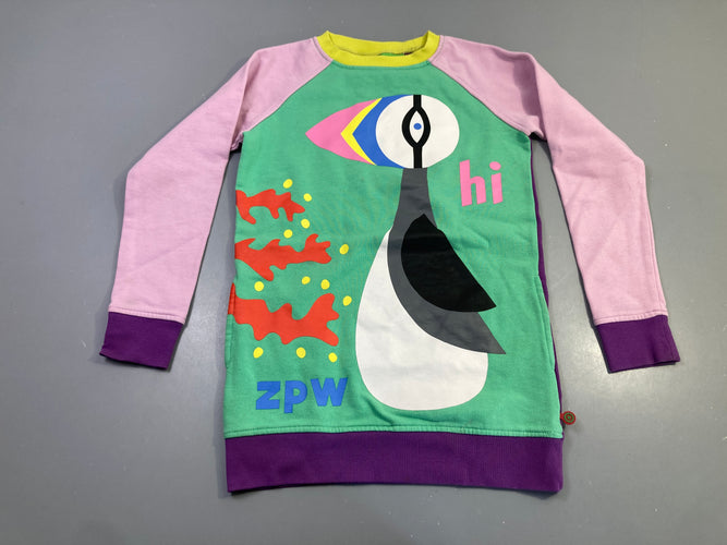 Robe sweat m.l verte pingouin, boulochée, moins cher chez Petit Kiwi