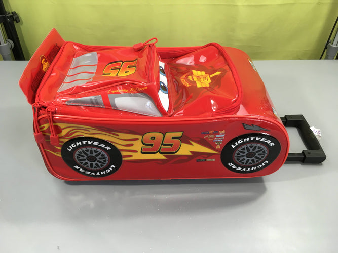 Valise trolley de voyage 3D Cars-Sonore (piles non fournies) Qques griffures sur montant métaliques, moins cher chez Petit Kiwi