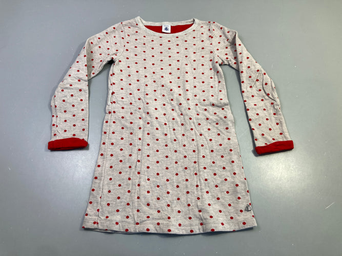 Robe ml jersey grise à pois rouges, boulochée, moins cher chez Petit Kiwi