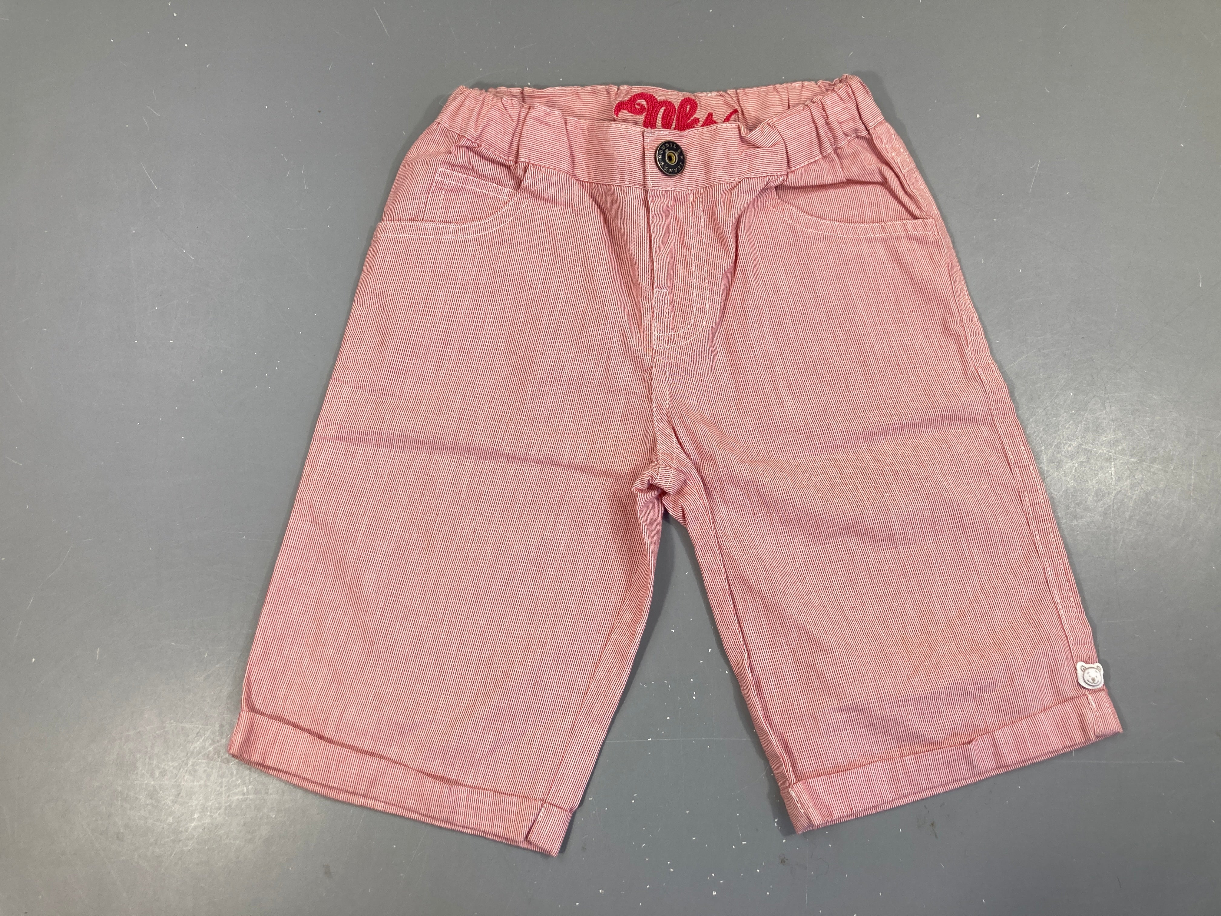 Bermuda à revers ligné rose