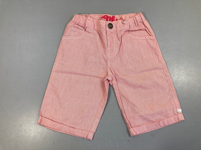 Bermuda à revers ligné rose, moins cher chez Petit Kiwi