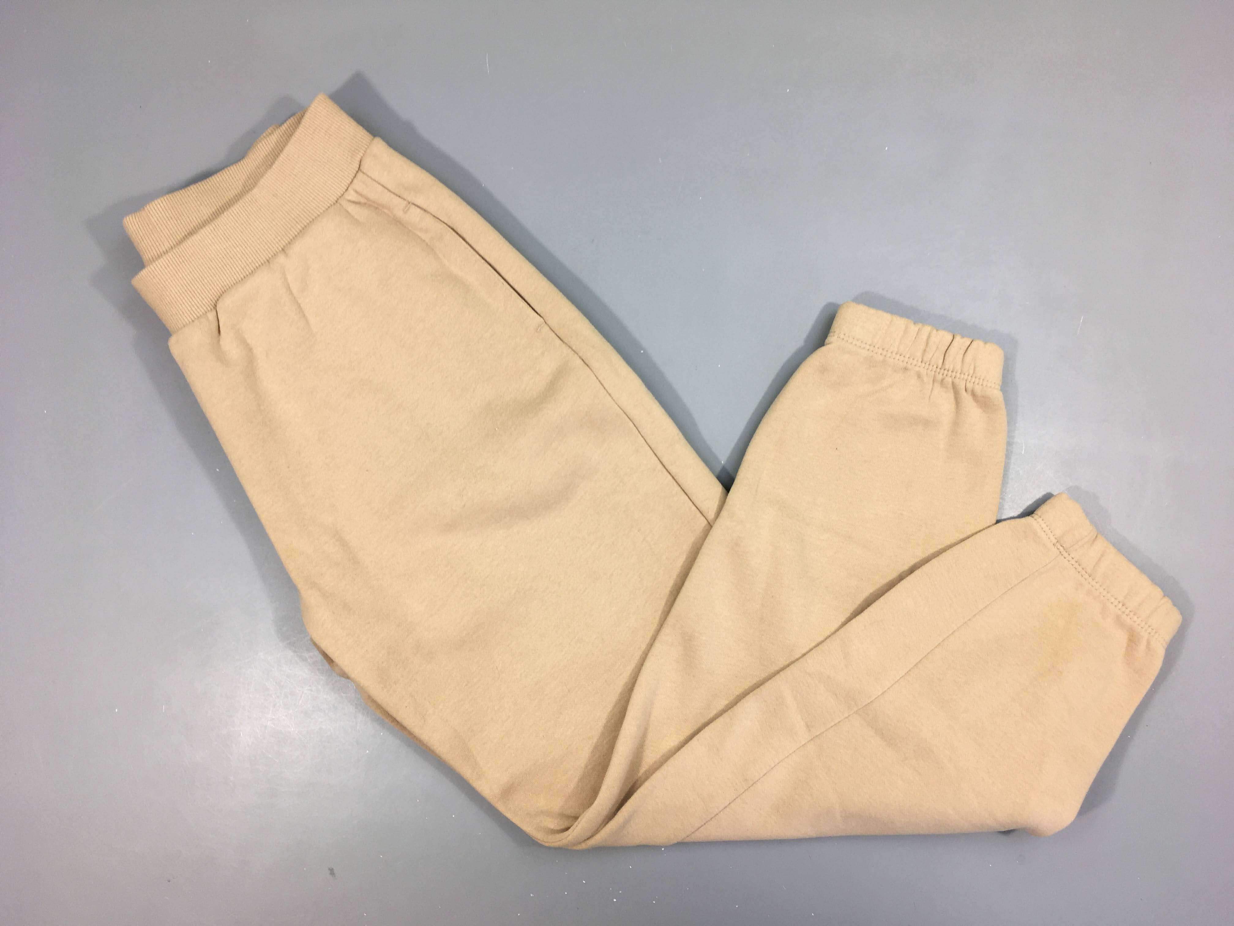 Pantalon training beige taille et chevilles élastiques