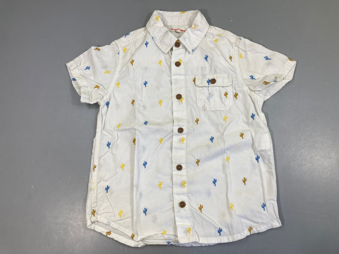 Chemise m.c blanche Cactus, moins cher chez Petit Kiwi