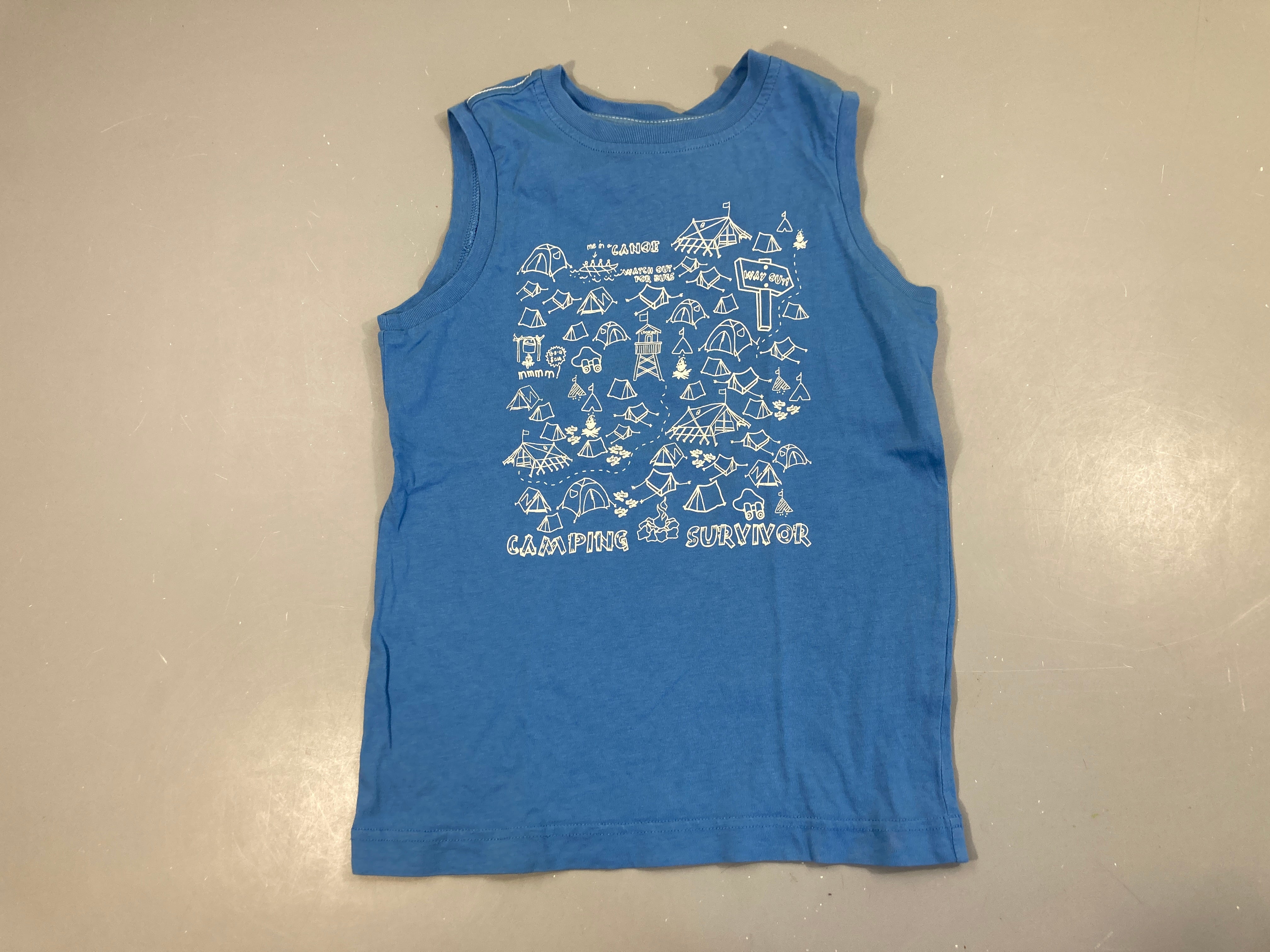 Débardeur bleu Camping blanc