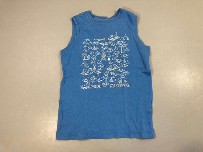 Débardeur bleu Camping blanc, moins cher chez Petit Kiwi