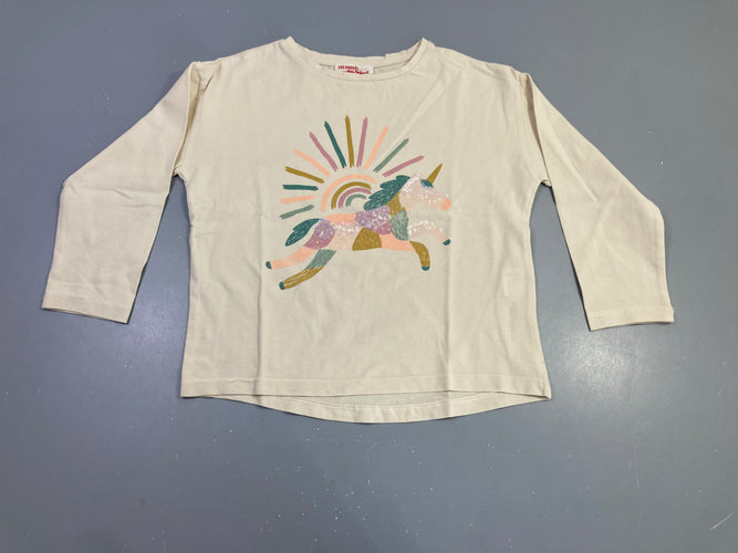 T-shirt m.l beige licorne paillettes-petites taches manches, moins cher chez Petit Kiwi