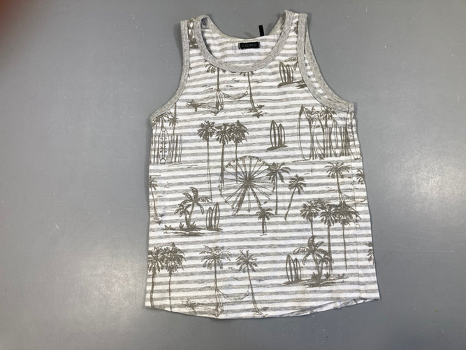 Debardeur blanc rayé gris Palmiers, moins cher chez Petit Kiwi