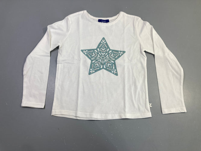 T-shirt m.l blanc étoile turquoise paillettes, moins cher chez Petit Kiwi