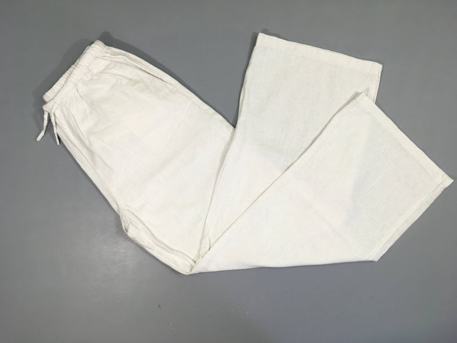 Pantalon léger ample blanc, lin?, moins cher chez Petit Kiwi