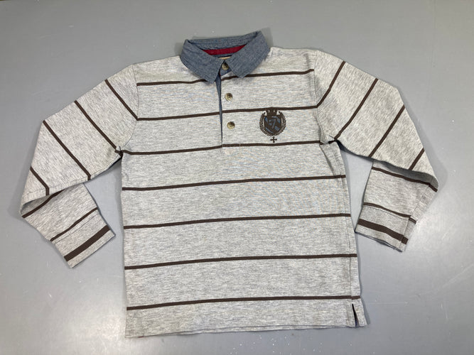 Polo ml jersey gris rayé brun 7, moins cher chez Petit Kiwi