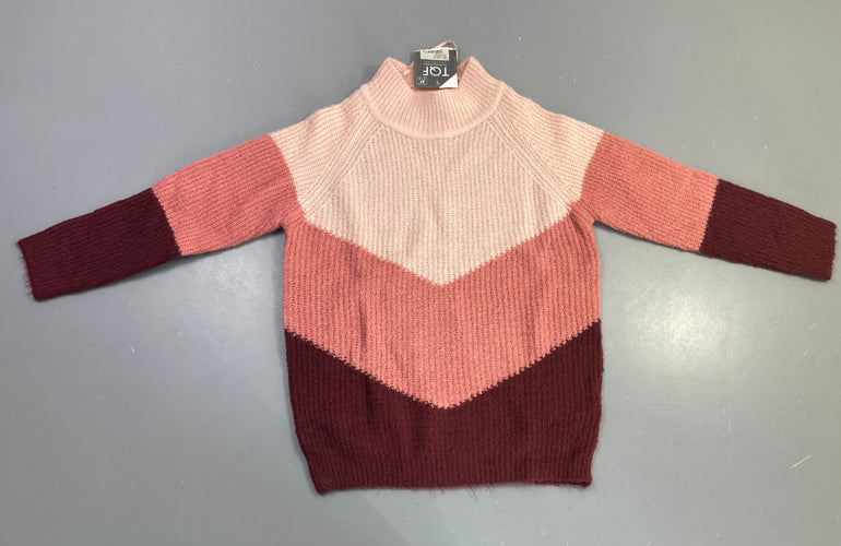 Neuf-Pull m.l rose dégradé bordeaux col roulé, moins cher chez Petit Kiwi
