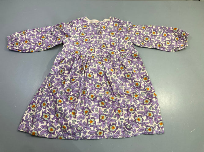 Robe m.l écru fleurs mauves, moins cher chez Petit Kiwi
