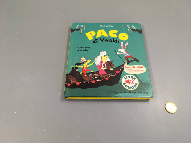 Livre sonore-Paco et Vivaldi Fonctionne-Plastique cache pile légèrement défectueux, moins cher chez Petit Kiwi