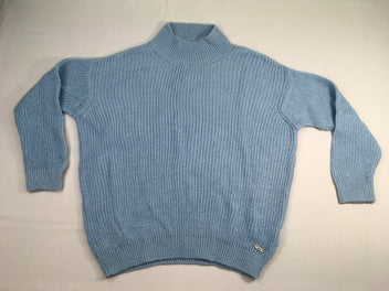 Pull mailles bleu 10% Laine 10% Mohair col montant Banana Moon