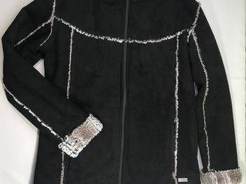 Veste noire peau retournée fausse fourrure grise 38 Takooha