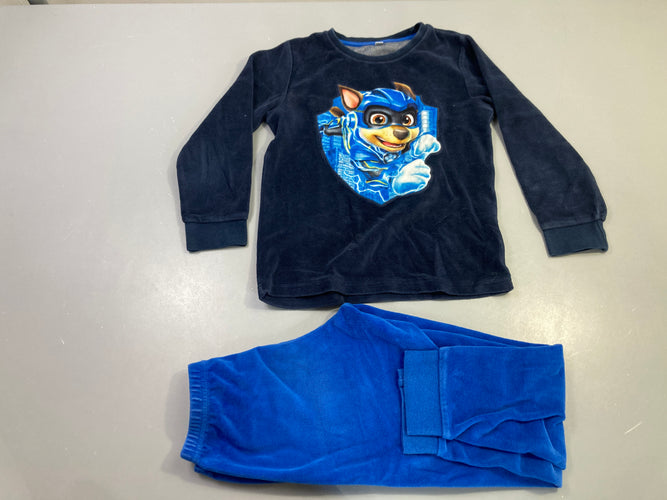 Pyjama 2pcs velours bleu marine Pat Patrouille, moins cher chez Petit Kiwi
