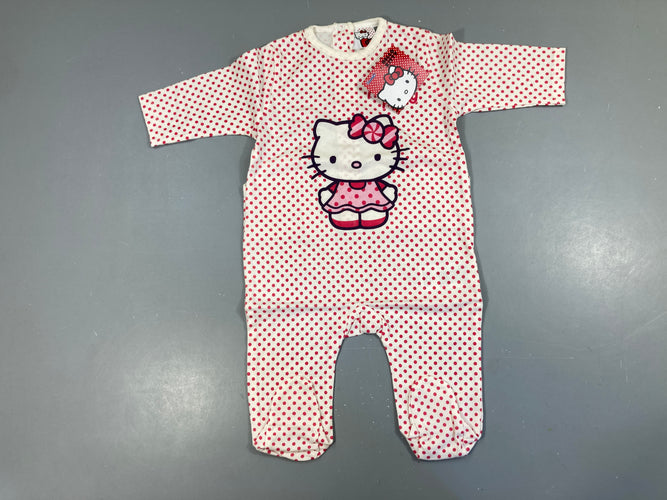 NEUF Pyjama jersey blanc pois Hello Kitty, moins cher chez Petit Kiwi