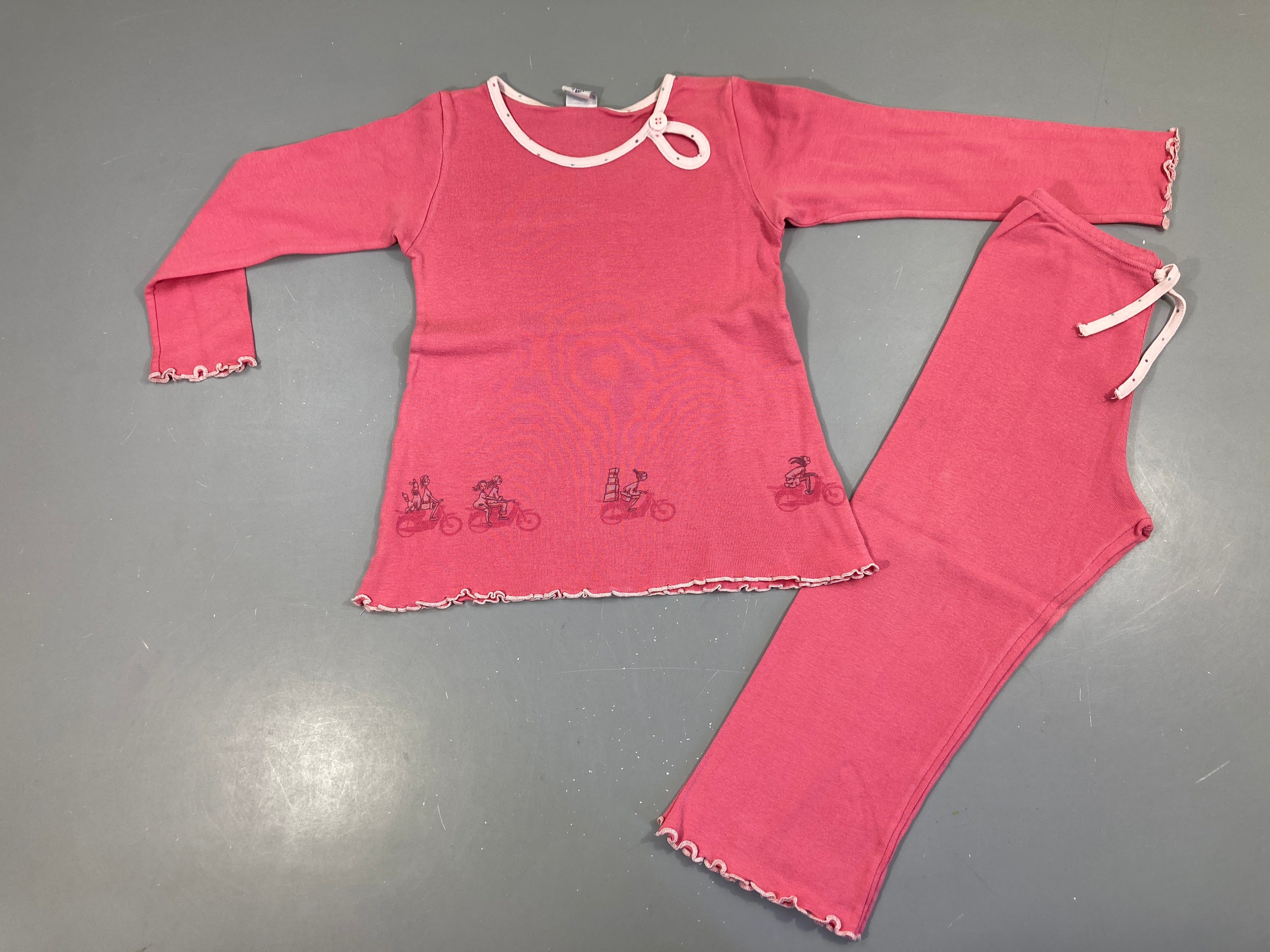 Pyjama 2pcs m.l jersey rose, bouloché