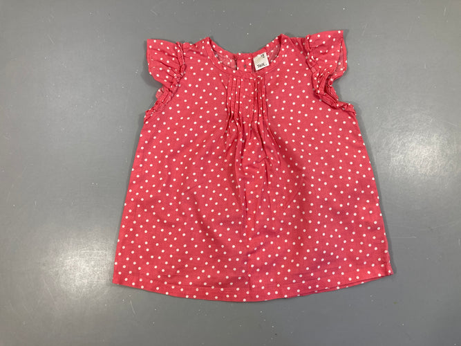 Blouse m.c rose pois, moins cher chez Petit Kiwi