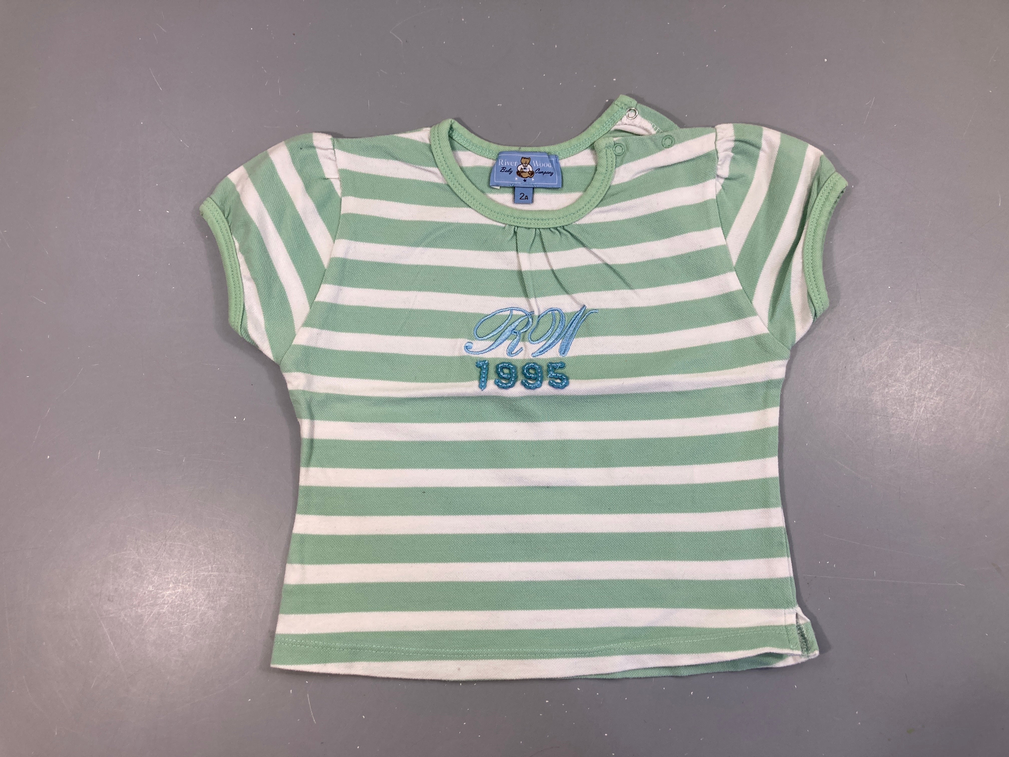 T-shirt m.c coton piqué vert rayé 1995