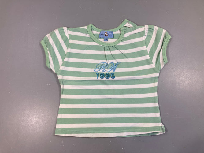 T-shirt m.c coton piqué vert rayé 1995, moins cher chez Petit Kiwi