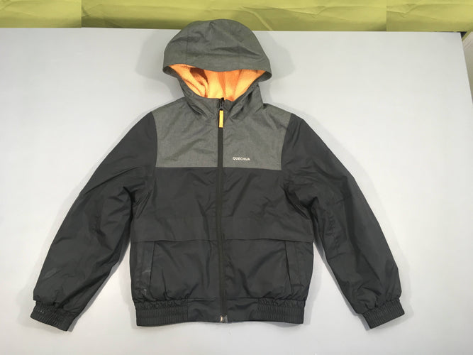 Veste à capuche légèrement ouatinée gris-noir,capuche doublée polar, moins cher chez Petit Kiwi