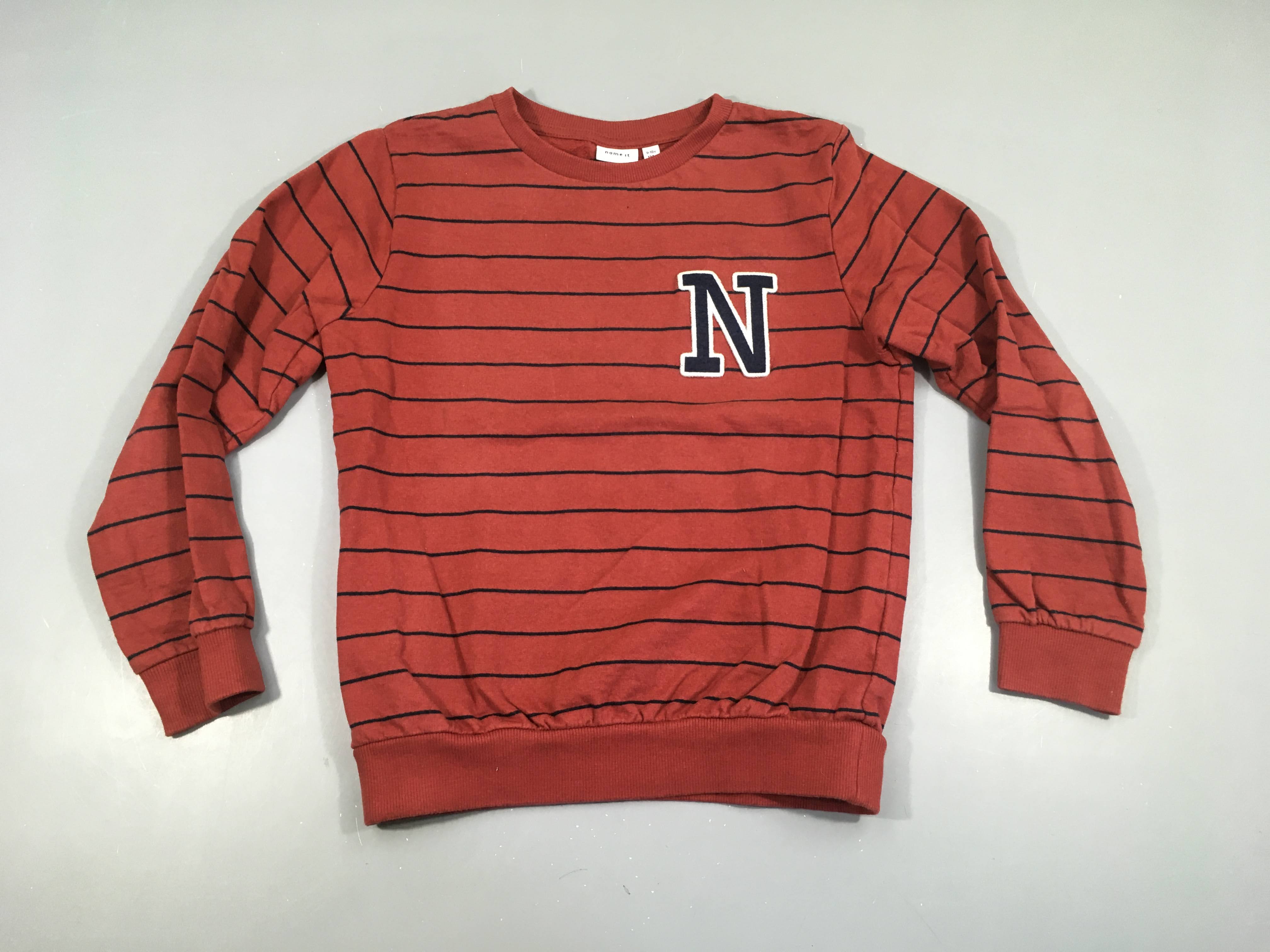 Sweat terra cotta ligné bleu marine N