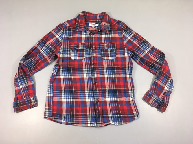Chemise m.l flanelle à carreaux rouge-bleu-blanc, moins cher chez Petit Kiwi
