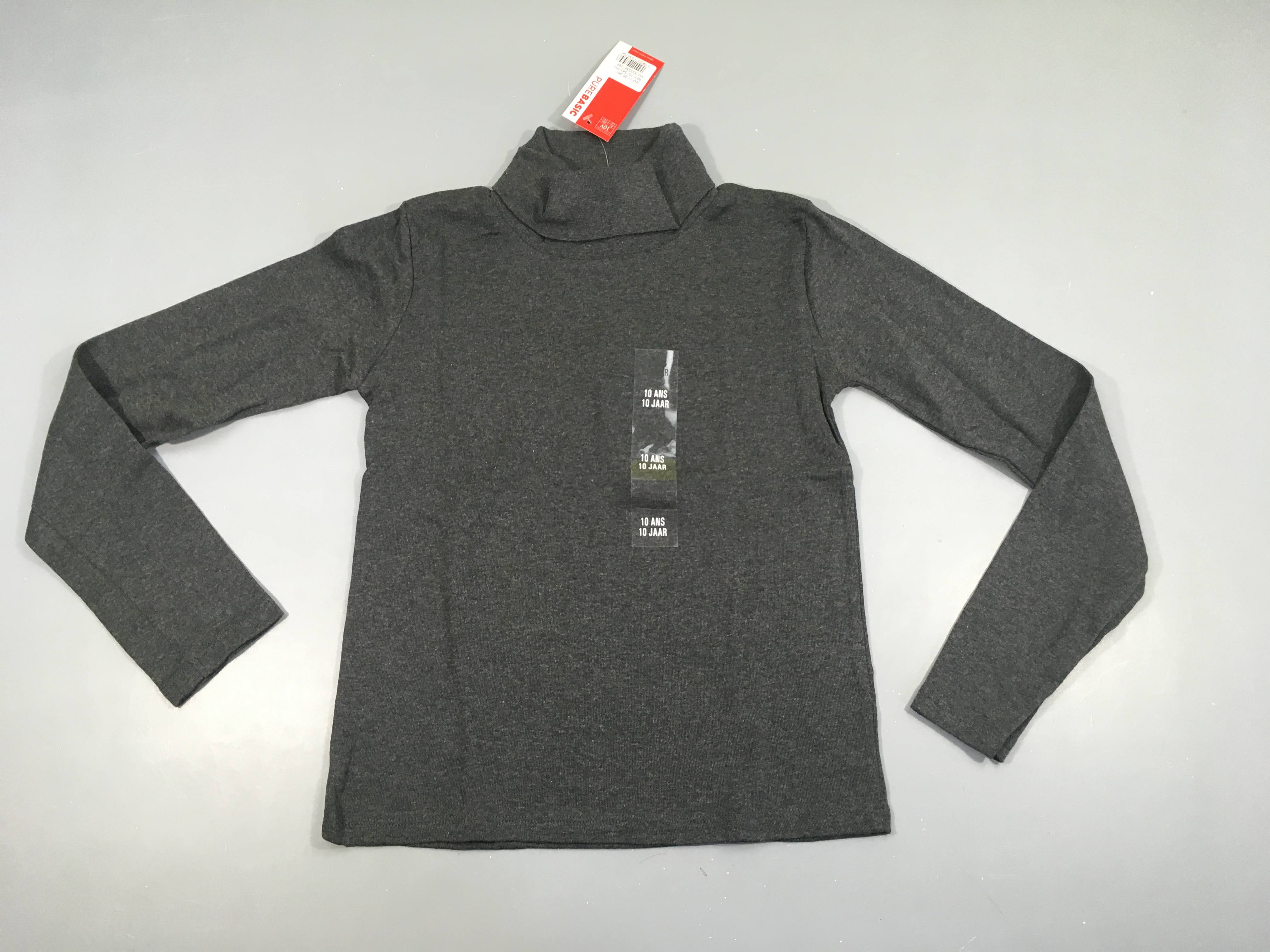 Neuf-T-shirt m.l col roulé gris foncé