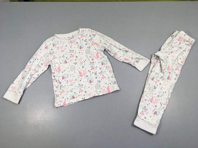 Pyjama 2pcs jersey blanc aniamux foret rose gris, moins cher chez Petit Kiwi