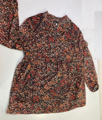 Blouse ml voile noir fleurs, moins cher chez Petit Kiwi